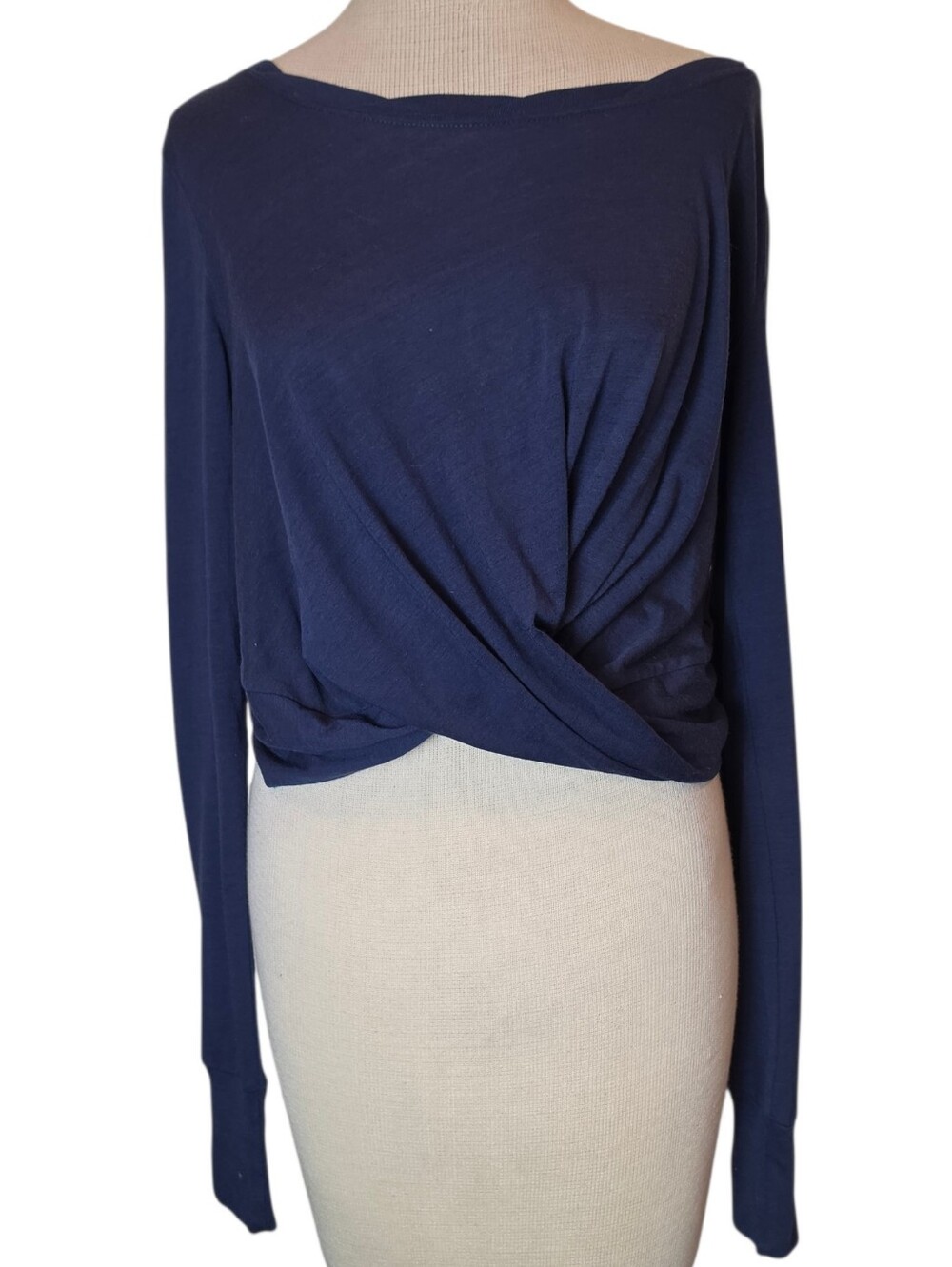 FP Movement Turn-Around Top Size M Navy Free People Twist-Front Long Sleeve